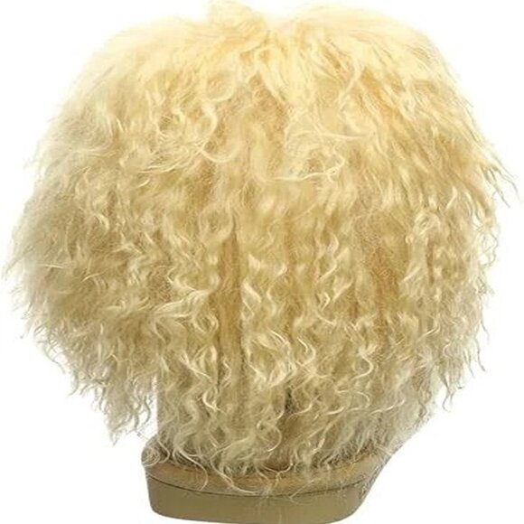 Bearpaw Boo Beige Shearling Wool Line Curly Lamb Fur Mongolian Sherpa Boots 9 - Picture 5 of 8